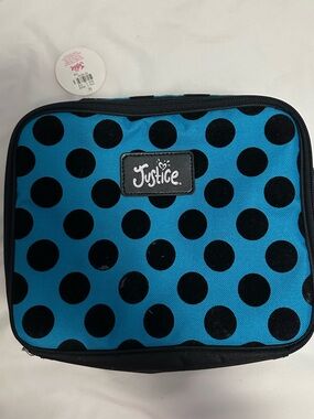 Justice Teal Blue Polka Dot Lunch Box